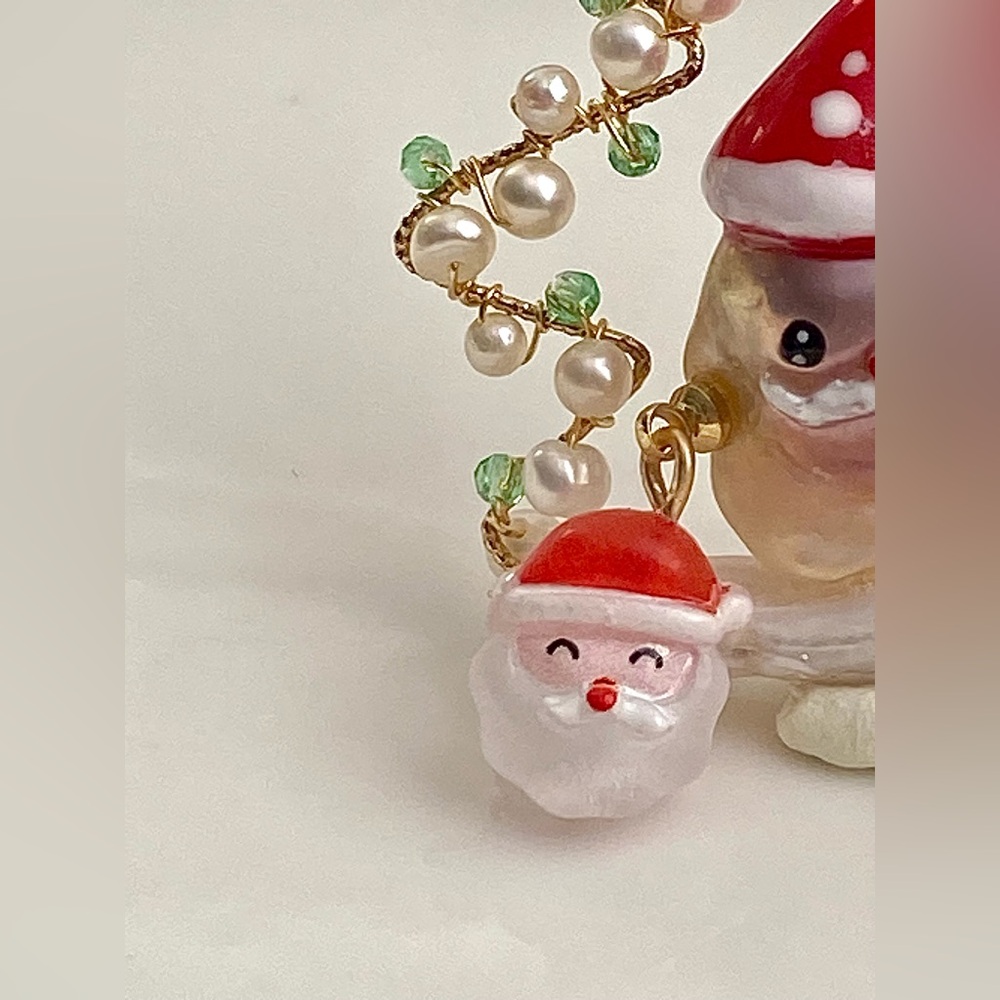 P195-Handmade EXCLUSIVE Christmas Tree Stanta Flameball Pearl Detachable Pendant - Picture 6 of 7